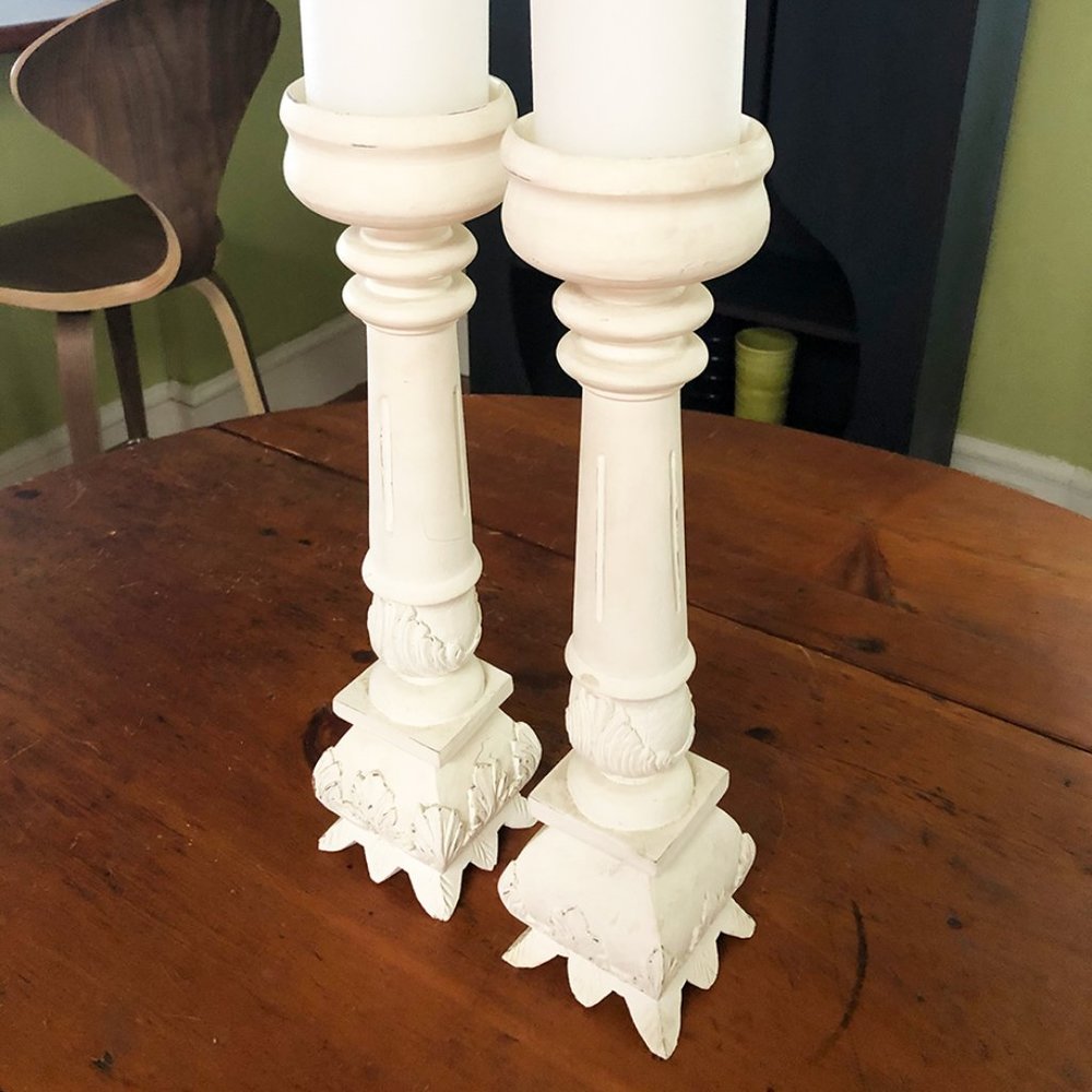 Romantic 16.5" Tall White Candle Holders NWOT - Picture 3 of 8